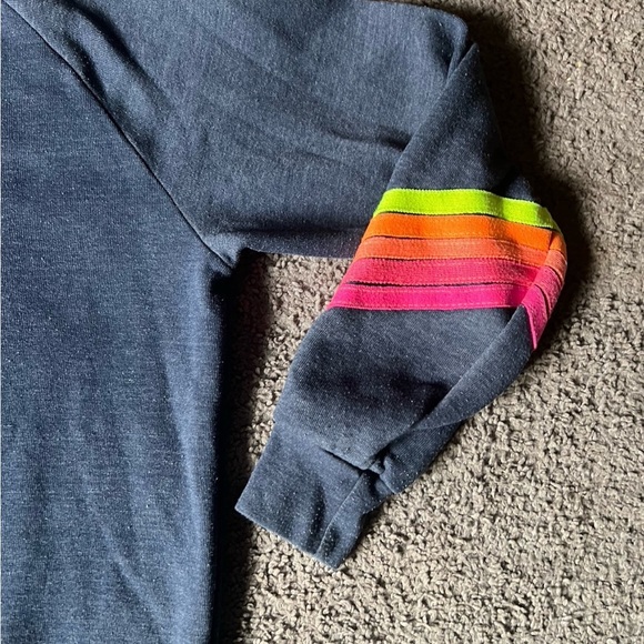 Aviator Nation Bolt Chevron Stripe Sweatshirt Dark Blue Gray Size Small - Picture 8 of 9